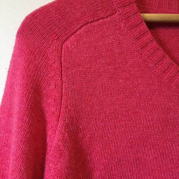 Malibu Pink Soft Angora Wool Blend Knit V-Neck Sweater - Picture 4 of 16